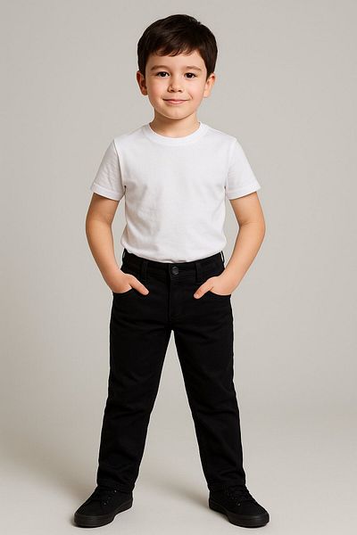 Jaju Baby Black Linen Trousers - Boy, Adjustable Waist