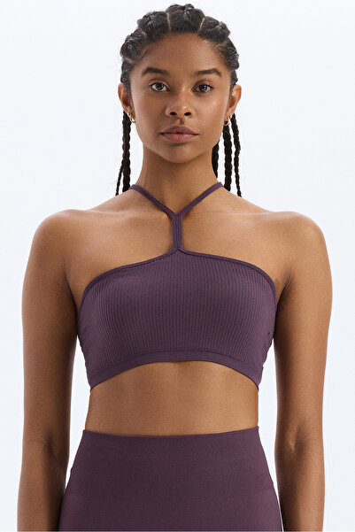 COMEUP Асиметричен спортен сутиен с лента за врата Италианска слива