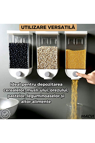 MACVI Macvi® Cereal Dispenser 1 L/Kg, Durable, White