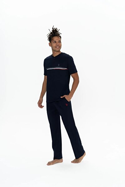 U.S. Polo Assn. U.S. Polo Assn. Men's Bottom Top Buttoned Pajama Set