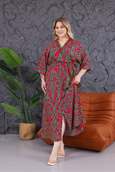 Siyezen Plus Size Double Breasted Collar Elastic Waist Dress