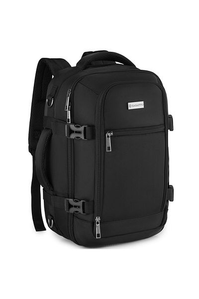 zagatto Travel Backpack, ®, Black, 20l, Suitcase Opening, Trolley Strap, Side Handle, Zg920