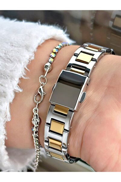 Ferrucci Ferrucci̇ Square Stone Green Dial Gold Silver Metal Woman Wristwatch