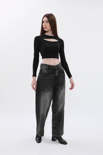 BANNY JEANS Women's High Waisted Jeans - Spanish Leg, Anthracite
