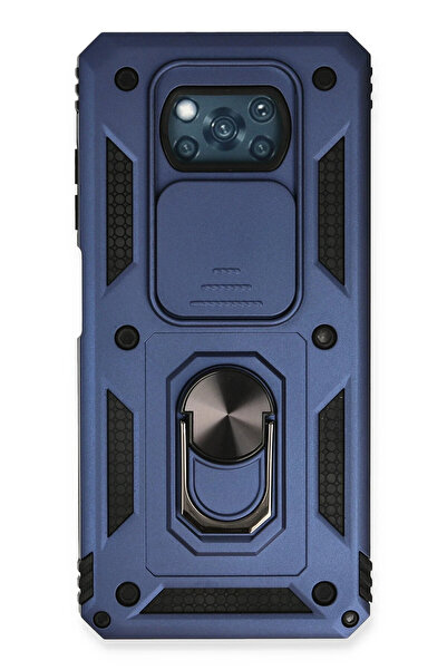 NewFace حافظة هاتف Xiaomi Pocophone X3 من السيليكون مع حلقة عدسة Pars - أزرق داكن 1491815709