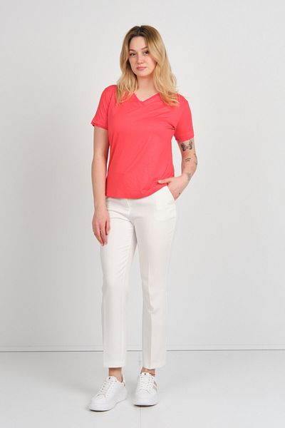 Sistas Women's Collar and Sleeves Tulle Detailed Short Sleeve Blouse 24101 Coral