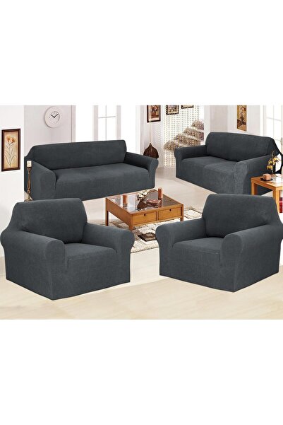 Fabienne طقم غطاء أريكة 7 مقاعد 3211 غطاء قابل للفك مقاس واحد رمادي