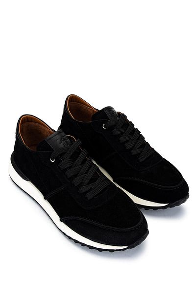 Tamer Tanca Men's Genuine Leather Black Suede Sneakers & Sports Shoes