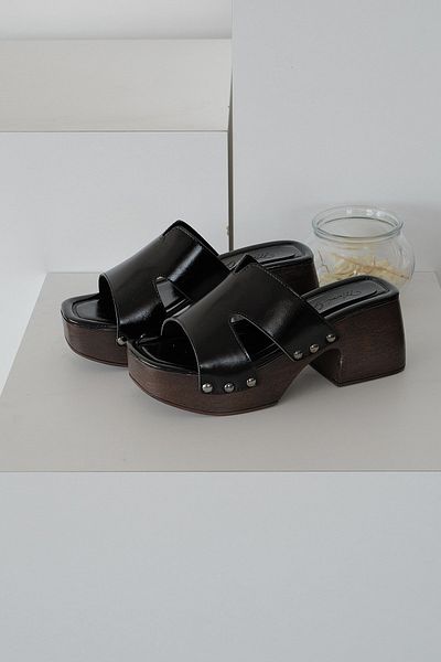 Meral Özgenç Riveted Block Heel Slippers
