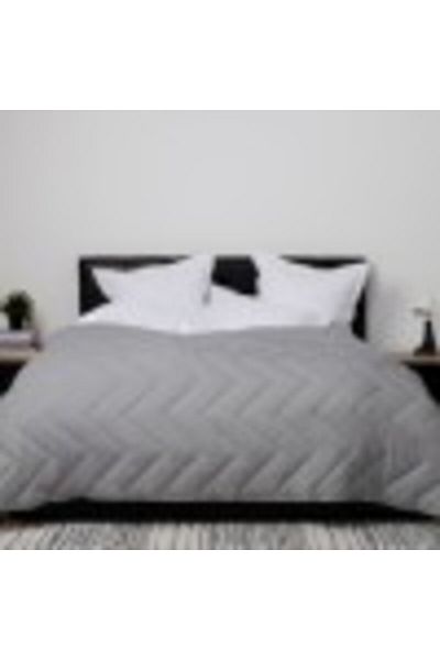 Pucioasa Winter wool quilt with cotton face (damask) 200x215cm, Sulfur, Light Grey