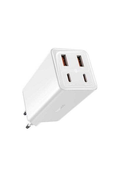 Baseus 4-Port Wall Charger, Type-C Cable, 2x USB, 2x Type-C, 100W, 100W, 20V, 5A, 1m, GaN6 Pro, White