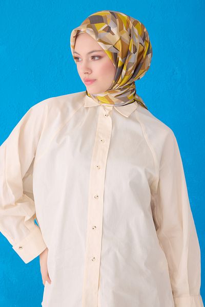 Belli Φουλάρι από καθαρό μετάξι 4106D (Twill Silk) 90 x 90 Καφέ - Πράσινο