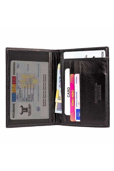 Toro Nero Men's Wallet Made Of Black Genuine Leather Document Leather