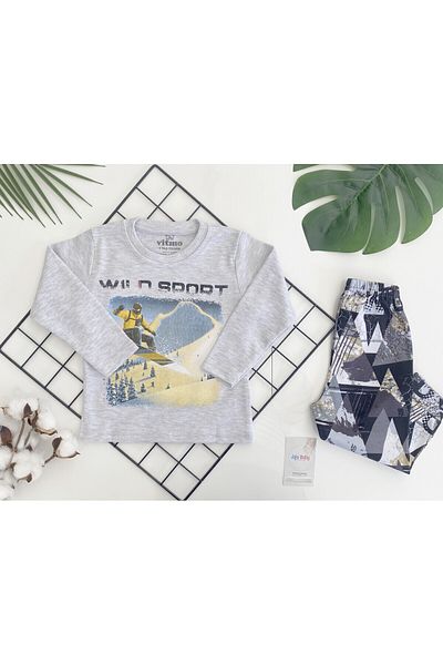 Jaju Baby Boy's Gray Colored Wild Sport Pajama Set