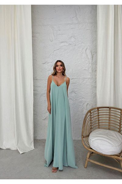 IŞILDA FASHION Γυναικείο φαρδύ φόρεμα με μακριά τιράντες