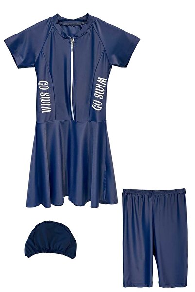 REMSA Бански костюм за момичета с къс ръкав и пола с UV защита Mira 1511 тъмносин