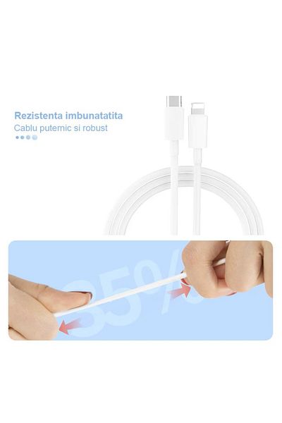 OEM Încărcător pentru iPhone 14/13/12/11/iPad/AirPods compatibil, cablu USB-C Lightning, încărcare rapidă 25W