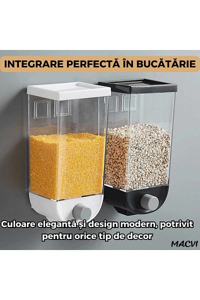 MACVI Dozator Cereale Macvi® 1 L/Kg, Rezistent, Alb