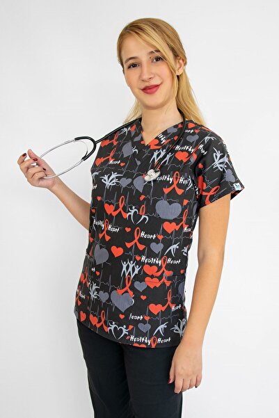 Nur Medikal Giyim Tricou unisex cu tema inimii sănătoase din tericoton