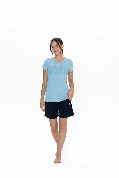 U.S. Polo Assn. U.S. Polo Assn. Set de pantaloni scurți de pijama colorați cu gât rotund pentru femei