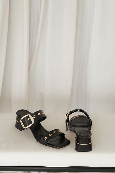 Meral Özgenç Belt Banded Heeled Slippers