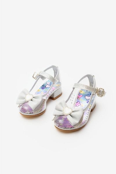 Le Mabelle Silver Bow Transparent Girls' Shoes