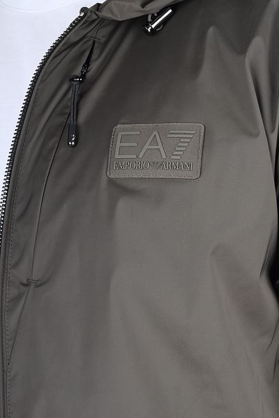 EA7 Men's Hooded Collar Long Sleeve Zipper Closure Pocket Detail Brown Jacket 7m000286 Af12953-U6139