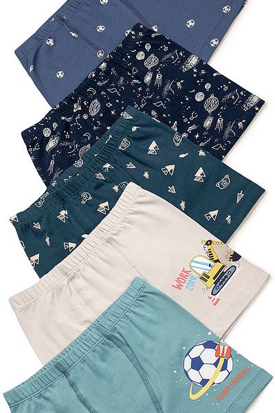 ÖZKAN underwear Özkan 31802 Pack of 5 Boys' Cotton Mixed Color Pattern Soft Comfortable Shorts Boxers