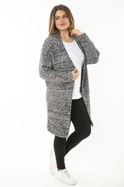 Şans Women's Large Size Colorful Thick Knitwear Cardigan 65N37176