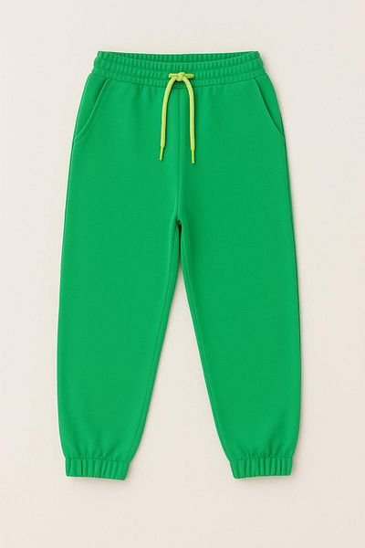 Perendi Pantaloni de sport unisex pentru băieți și fete, cu buzunare, cu elastic, verde