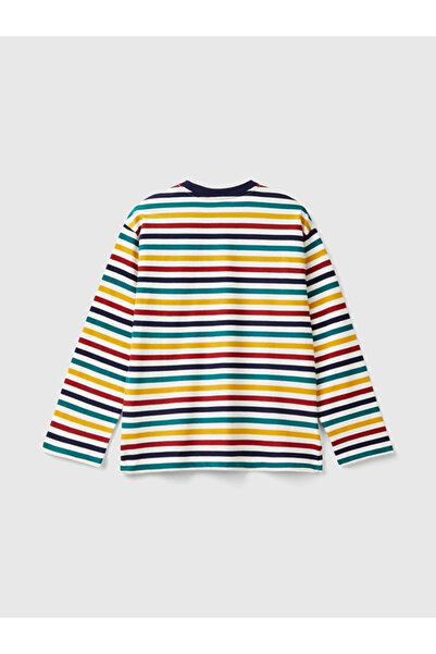Benetton Boy's Striped Ssweatshirt 6-14 Years Ecru