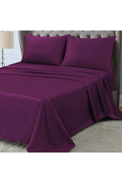 Kotonia Home King Size Hotel Bed Linen, 100% Cotton, Deluxe Satin Damask, Purple