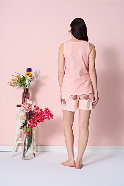 Over Sleep by Poleren Set pantaloni scurți de damă cu bretele de vară din țesătură fără pene