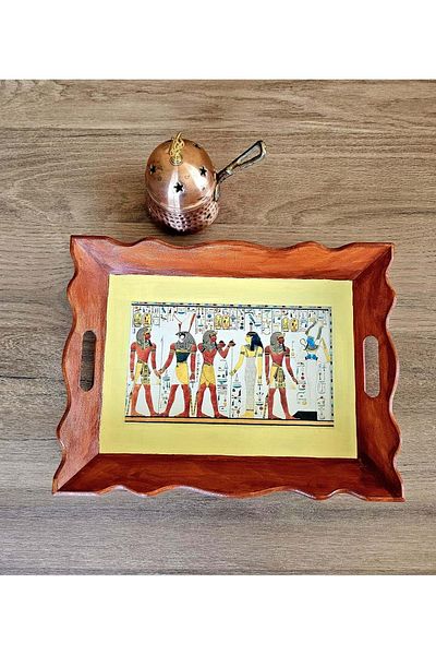 panda hediyelik Handmade Wooden Painting Tray – Ancient Egyptian Collection Egyptian Wall Inscriptions