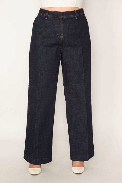 Şans Γυναικείο μεγάλου μεγέθους Navy Blue Classic Πλαϊνή τσέπη τζιν 65n31860
