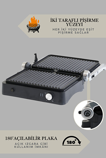 Arnell Primo Tost Makinesi | 2000W Güç | Yapışmaz Plaka | Yağ Hazneli Termostatlı Tost Makinası