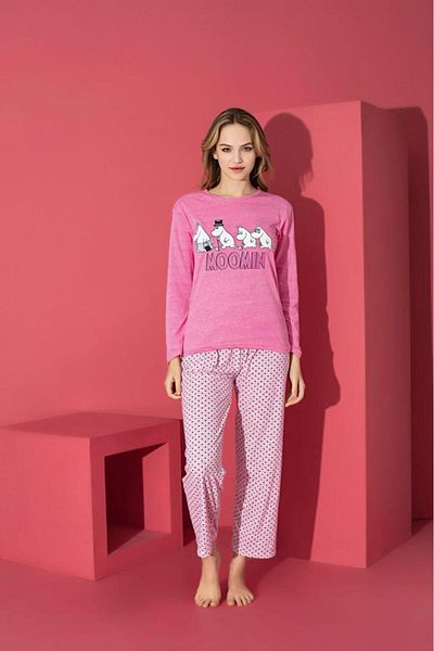 Intisimo Women's Pajamas, Long Sleeve, Momin, Cotton, Pink - Xl