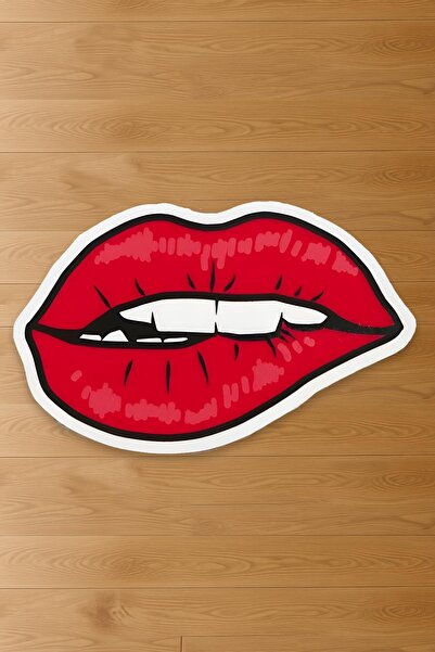 Markaev Lips Baskılı Yuvarlak Dokuma Taban Halı 177 YNG