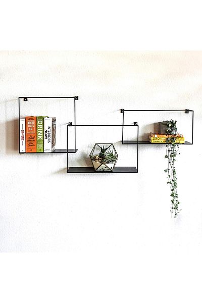 Brands For Less kimisty Set of 3 Metal Intersecting Wall Shelves