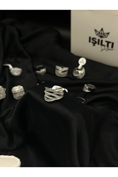 Işıltı Silver 925 Gümüş | Baget Sarmal Zirkon Taşlı Pırlanta Tasarımlı Yüzük