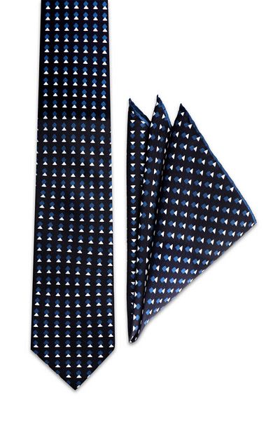 Bursa İpek Petrol Blue Patterned Silk Tie Set