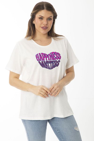 Şans Women's Large Size White Cotton Fabric Embroidered Blouse 65N37099