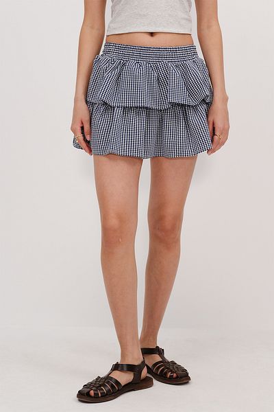 Addax Fusta mini cu volane Gingham E17276-C2