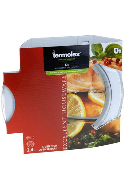 TERMOLEX jar, glass, heat-resistant, round, with lid, 1700 ml