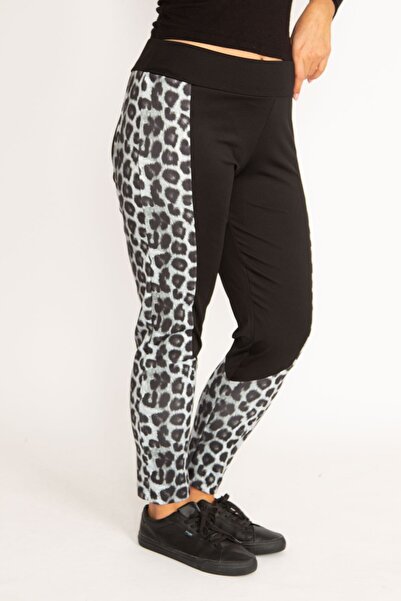 Şans Women's Large Size Black Cup Detailed Lycra Tights 65n31393