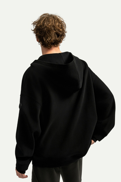 KAFT Unisex Fermuarlı Oversize Hoodie Sweatshirt - Zipoc - Tar