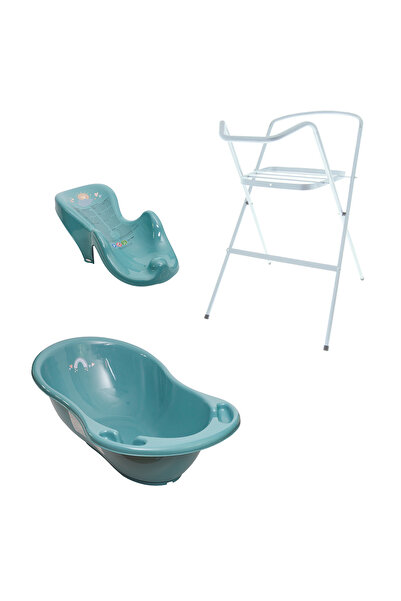 Tega Baby Set pachet cadita baie Meteo Turcoaz 102 cm + suport anatomic si su...