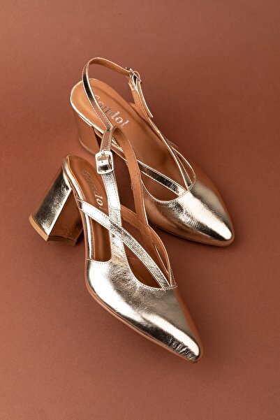 Gondol Kadın Hakiki Deri Şık Kalın Topkulu Ayakkabı Anl.3361