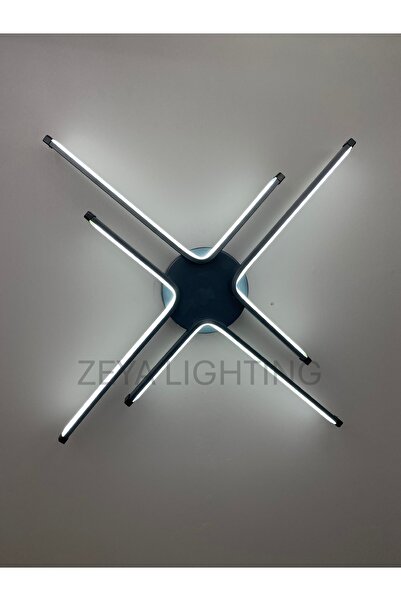 Zeya Lighting Yüksek Aydınlatmalı Kuzey Yıldızı Model Antrasit Füme Tavan Plafonyer Led avize, 3 Renk Aydınlatma