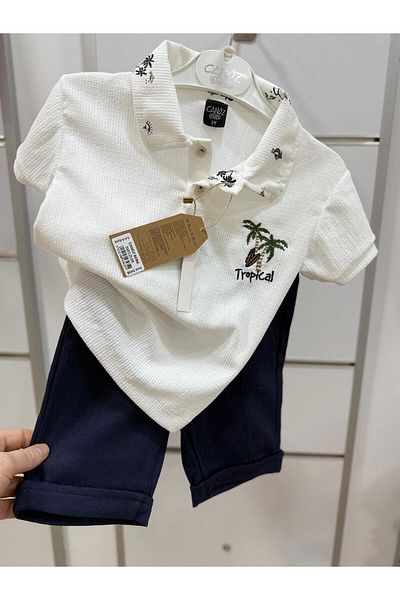 Esterella Boy's Polo Neck T-Shirt Shorts Suit /Boy's T-Shirt Shorts Suit